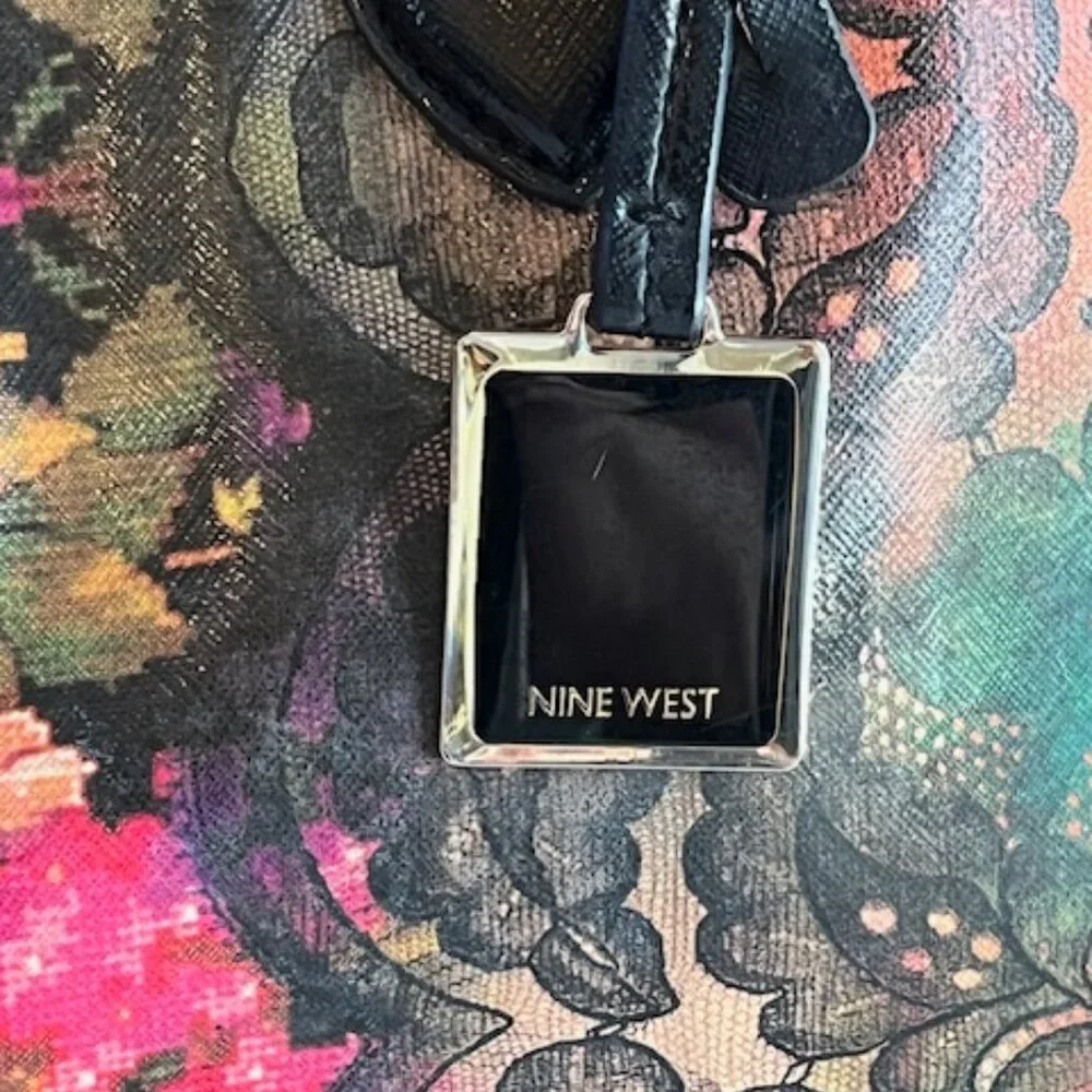 NINE WEST | Multi-color Floral with Black Trim and Bottom Lg Handbag Boho-EUC